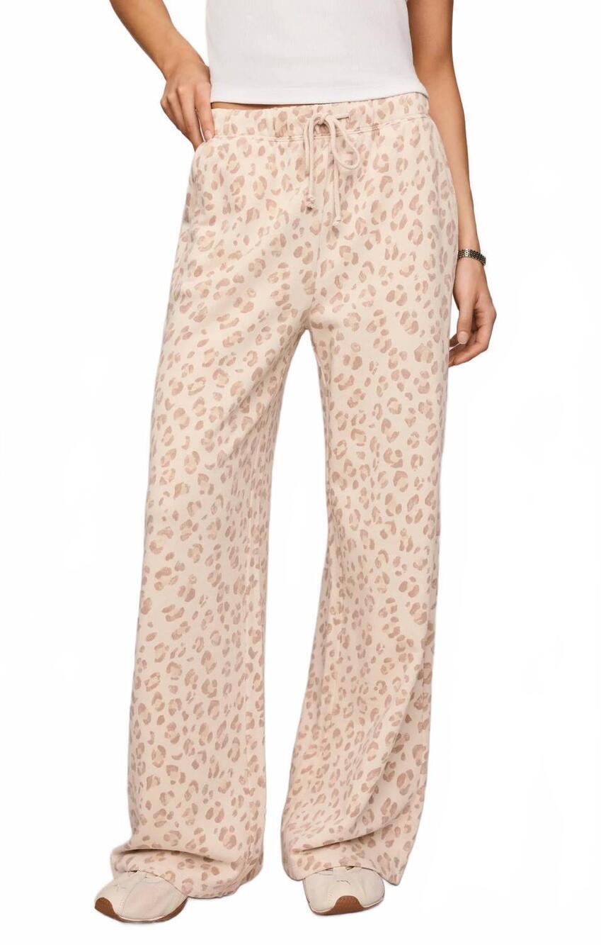 NEW Z SUPPLY hunter knit leopard pant in sandstone